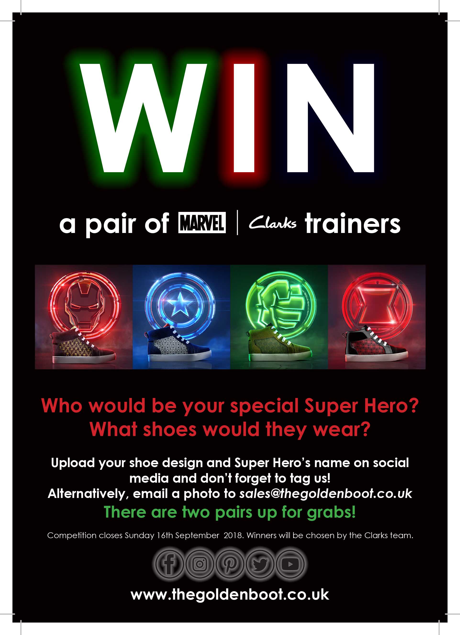 Enter our Facebook competition to win a pair of Marvel X Clarks Trainers